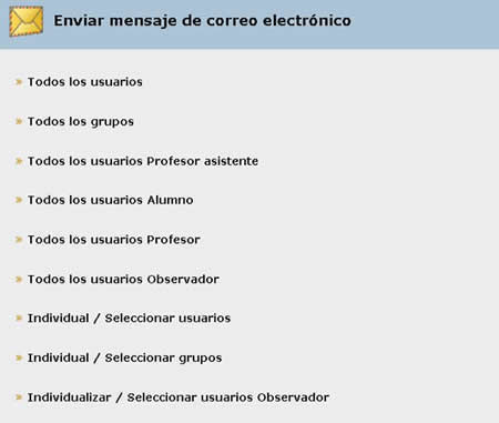 Usuarios para enviar correo electrónico Usuarios para enviar correo electrónico